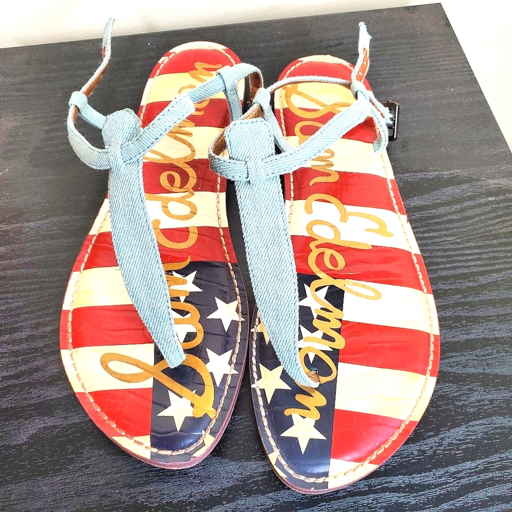 7) SAM EDELMAN Patriotic USA Fasten Back Sandals Sz. 8.5